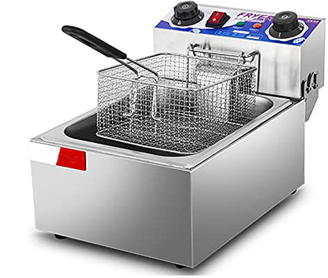 SmPinnaA Friggitrice Elettrica Professionale Friggitrice in Acciaio Inox con Controllo della Temperatura E Timer, Temperatura Regolabile per Uso Domestico E Commerciale, Facile da Pulire