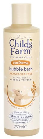 Childs Farm OatDerma Bubble Bath, Fragrance Free, Soothing Hydration for Sensitive Skin, Baby, 250ml