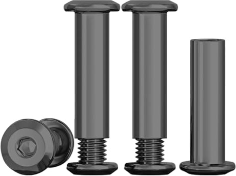 Drenky 10 Sets Barrel Nuts Kit Black Furniture Connector Nuts M5 X 30mm 304 Stainless Steel Bolts Rustproof Connection Screws M5 Belt Buckle Binding Bolts for Leather Belt and Furniture Repair
