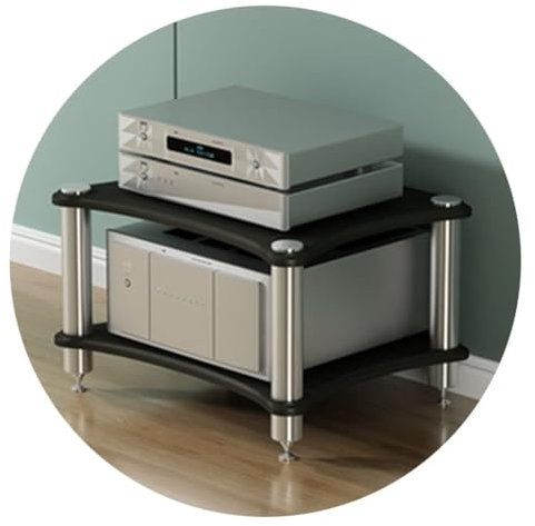 HiFi-Regal mit 2 Ebenen, für Verstärker und Lautsprecher, Schwarz