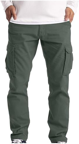 Generico Pantaloni Uomo Cargo Invernali Larghi Pantaloni Tuta Sportivi Eleganti da Lavoro con Tasche Loose Fit Trekking Pantalone Palestra Jogging Running Moto Sport Pants Trousers Autunnali Casual