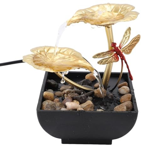 Fuente de Mesa de Plástico de Hierro con Luces LED con Bomba Sumergible para Decoración de Hogar y Oficina