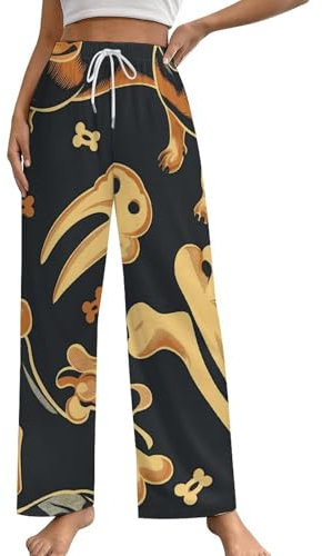 Frauen Pyjamas Hosen Niedliche Dackel Hundeknochen Lounge Pants Schlafanzug Pyjama Unterteile