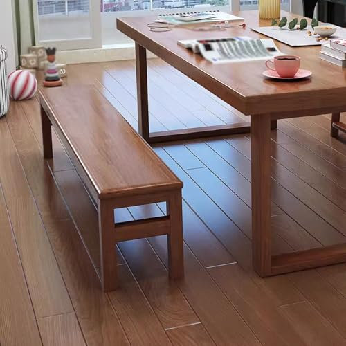 Bettbank Schlafzimmer Holz Nordischer Einfacher Esszimmerhocker Abgerundete Ecken Dicke Beine Schuhbank für Den Eingangsbereich für Wohnzimmer, Schlafzimmer, Garten(Brown,120x30x45cm)
