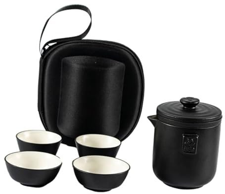 ABOOFAN Té Para Coche De Cerámica Kit De Té Kung Fu Chino Con Taza Para Pareja Para Viajes y Camping Incluye Bolsa De Almacenamiento