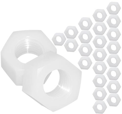 Ctyjia 25 Piezas M4 Tuercas Hexagonal de Nailon, Blanco, Tuercas Hexagonales de Plástico para Tornillos Pernos