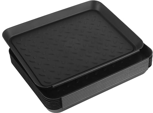 HONYUET 9 Stück Schuhabtropfschale, Schuhwanne 35 x 27,5 x 3 cm PP‑Kunststoff Schwarz stapelbar multifunktional, Schuhablage für Spind, Schrank und Eingangsbereich