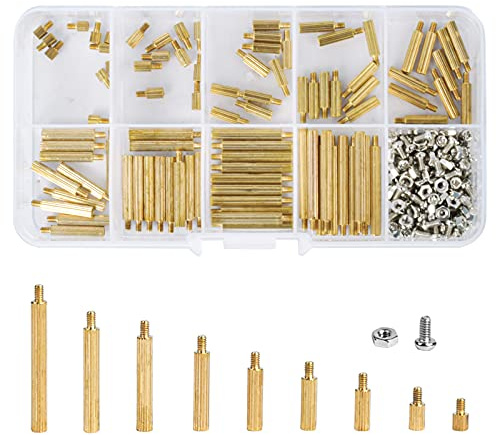270 Piezas Espaciador Hexagonal De Latón, M2 Separador de Latón Hexagonal Espaciador Standoff, Macho Hembra Tornillo Espaciador con Caja de Plastico para Surtido de Espaciadores de Placa Base de PCB