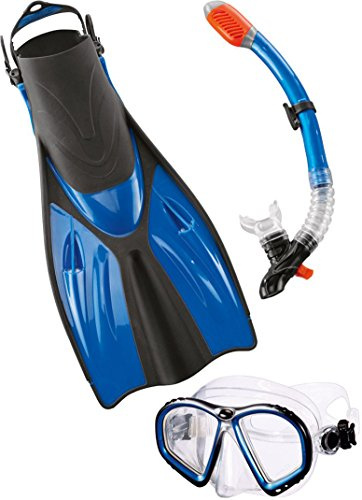 Golden Lutz CRIVIT® Profi-Tauch- und Schnorchelset, Erwachsene (blau metallic, Gr. M/L - 38-41)