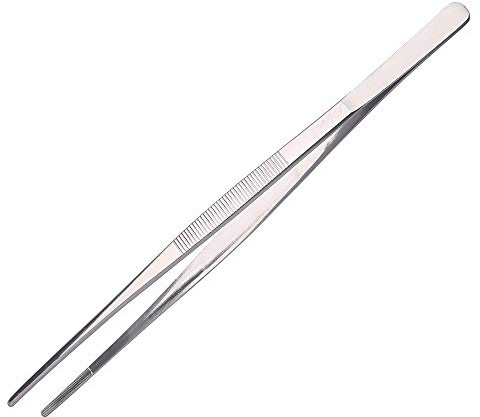 Aniso long tweezers with precision serrated kitchen tweezers tongs for barbecue and hand-made stainless steel cooking tweezers（10 inches）