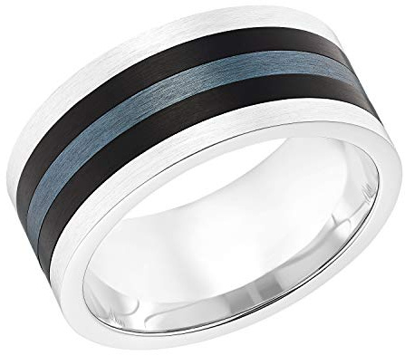 s.Oliver Ring Edelstahl Herren Ringe, Silber, Kommt in Schmuck Geschenk Box, 2031518