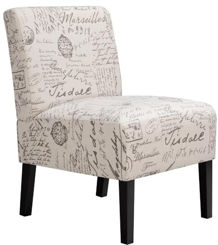 Yaheetech Tub Chair Comfy Accent Side Chair with Solid Wooden Legs for Dining Room Bedroom Living Room Letter Print