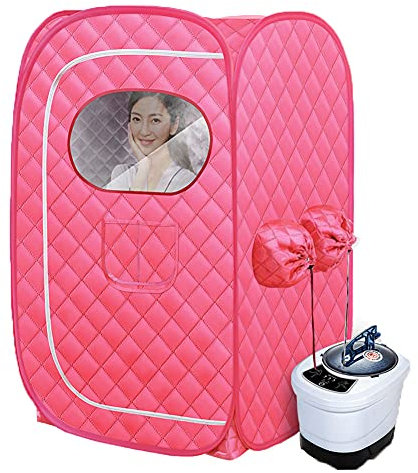 EEUK Steam Sauna Tent Spa with Steamer, 1000W 2L Fold Sauna Cabin Sauna Generator, 2 Personal Therapeutic Sauna Detox Relaxation, Red