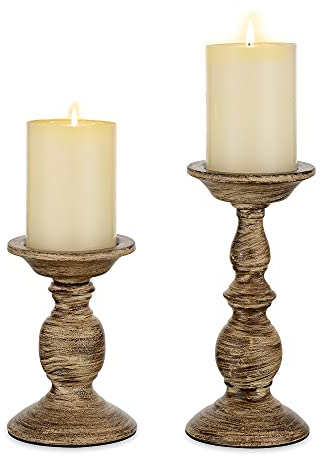 Sziqiqi Vintage Support pour Bougies Piliers Lot de 2, Porte Bougie en Fer Chandelier Bougeoir Métal Bougeoir Candélabre Photophore pour Décoration de Table Salon Noel Maison Chambre Deco