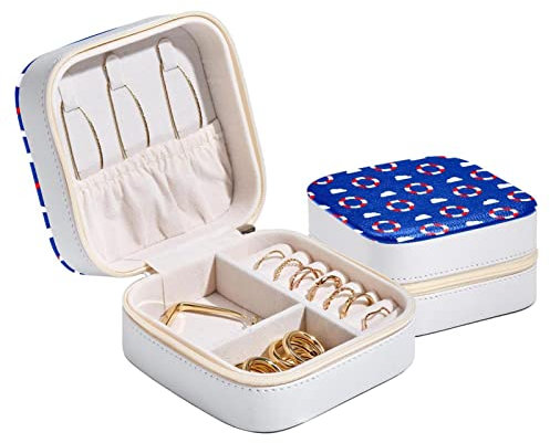 Schmuck-Aufbewahrungsbox, Reise-Schmucketui, blau, Rettungsring, für Damen und Mädchen