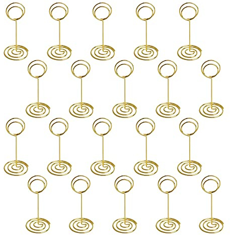 Gativs Support Numero de Table Mariage 20 Pièces Nom Carte Photo Support de Fil Clip Supports pour Numéro de Table Doré Porte Nom de Table Support Port de Table Marque Place Mariage Métal Porte Photo