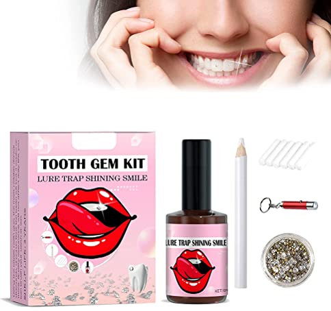 DIY Tooth Gem Kit with Glue, Crystal Glue Jewelry Starter Kit Tooth Gem Kit Tooth Jewelry Kit DIY Fashionable Tooth Ornaments Artificial Crystal Tooth Decor for Reflective Teeth (1)