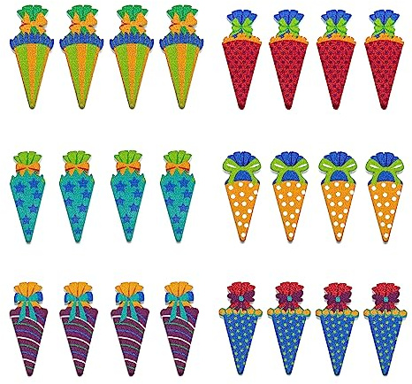 Oblique Unique® Mini Zuckertüten Holz Konfetti Bunt für Schuleinführung Einschulung Schulanfang Streudeko Tischdeko