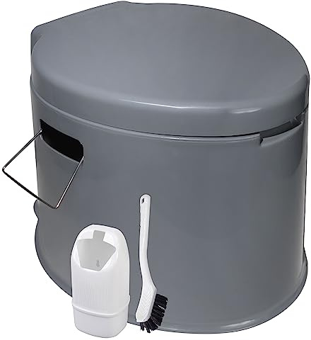 Mobile Campingtoilette mit Bürste - bis 120kg Sitzhöhe 37cm Camping Klobürste WC-Bürste Nottoilette Mobile Toilettenbeutel klappbar Toilettenstuhl WC Garten Zelt Pool Baustelle