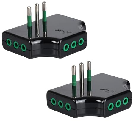FANTON 82251-B2 Set 2 pz adattatore presa tripla piatta SALVASPAZIO - 1 spina italiana piccola 10A 3 prese italiane piccole - colore Nero