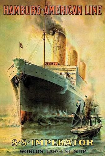 mrdeco Metall Schild 12x18cm gewölbt Imperator Hamburg Deutschland Größtes Schiff der Welt Urlaub Blechschild