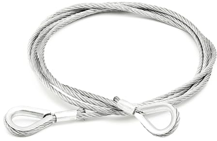 ALFA LOGISTIK Cable de alambre con guardacabos, 10 mm de diámetro, 4 m de longitud, cable de acero con ojales, cuerda de alambre con guardacabos, cuerda de tope