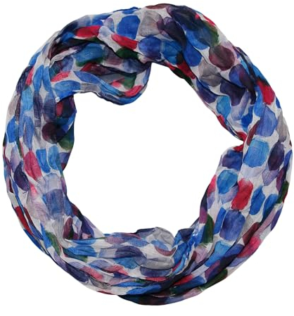 beybey® Damen Seide Loop Schal in herrlichen Farben und ein Batik Punkte Loopschal zum Verlieben Seidenschal (blau)