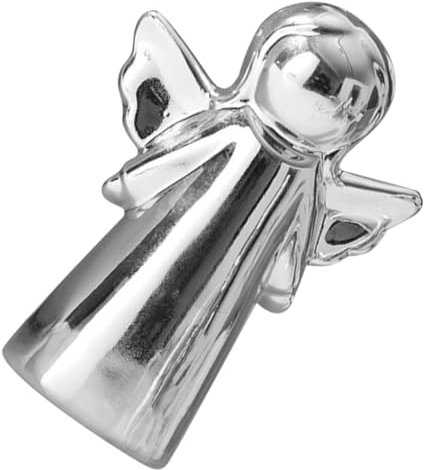 HOOTNEE Keramik Engelsfigur Deko Skulptur Silber Tischdeko Garten Schmuck Filigranes Design Stabile Aufstellung