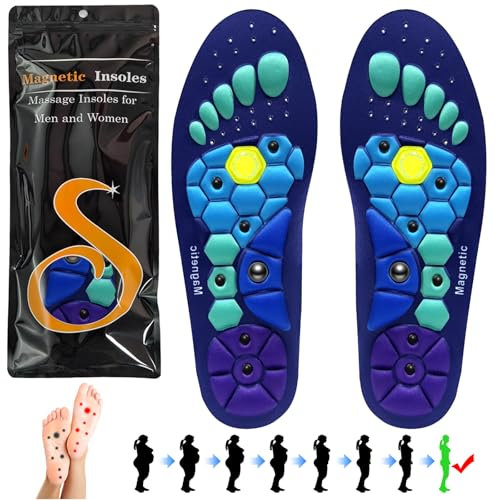 Audasi Plantillas Magnéticas, Plantillas Para Zapatos De Trabajo Para Aliviar La Fascitis Plantar Reflexología Plantillas De Acupresión Plantillas Ortopédicas Para Hombres Y Mujeres(Azul, S)