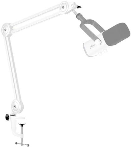 FIFINE Bras de microphone, support de microphone réglable, adaptateur 3/8 à 5/8, clip pour microphone, trois serre-câbles