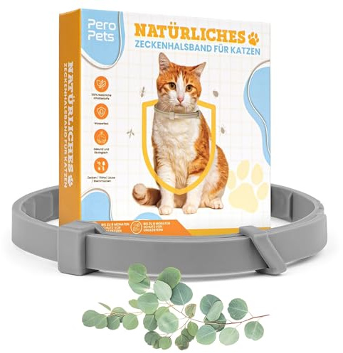 Pero Pets Zeckenhalsband für Hunde Katzen - Halsband gegen Zecken Flöhe Mücken Läuse – Zeckenhalsband Flohhalsband – 100% Natürlich & Wasserdicht – Wirksamkeit 8 Monate