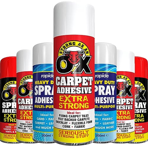 1 x Saao Carpet Adhesive Glue Spray 500ml Strong as an Oax Aerosol Extra Hold Grip Bond Underlay Carpet Tiles Flooring