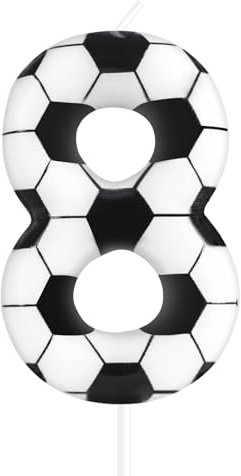 Zolunu Candela per torta di 8° compleanno a tema calcio, candela numero 8, forniture per decorazioni per feste a tema sportivo
