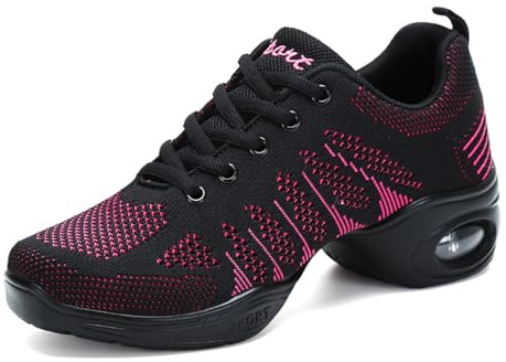 Hixingo Rete Scarpe da Ballo Sportive Donna Fitness Ginnastica Sneakers Scarpe da Running Casual Traspirante Antiscivolo Jazz Moderno Comode Classiche Scarpe Danza Sneakers