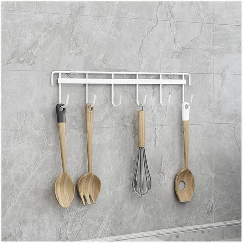 NISMIA Küchenständer zum Bohren, Selbstklebende küchenleisten zum aufhängen, Starke klebehaken, schienen für küchenutensilien,Weiß,43.5cm