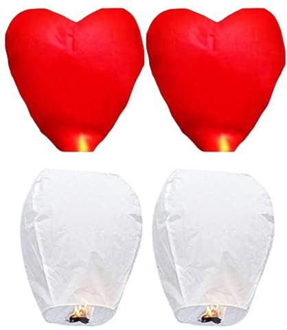 LilaLemon Paquete de 4 linternas chinas ecológicas, linternas flotantes para volar al aire libre, linternas para liberar en la memoria, linternas para cumpleaños, Eid, funerales y días conmemorativos