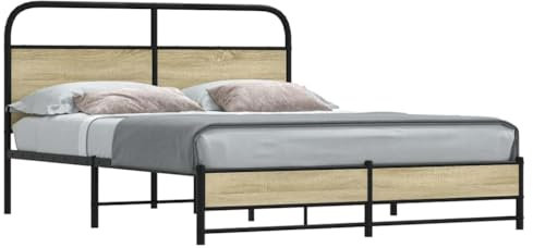 Xichuzi Metallbett ohne Matratze Sonoma-Eiche 160x200 cm, Bett, Bed Frame, Familienbett, Bettrahmen, Bett Gestell, Bett Rahmengestell, Schlafzimmer Bett - 3318688