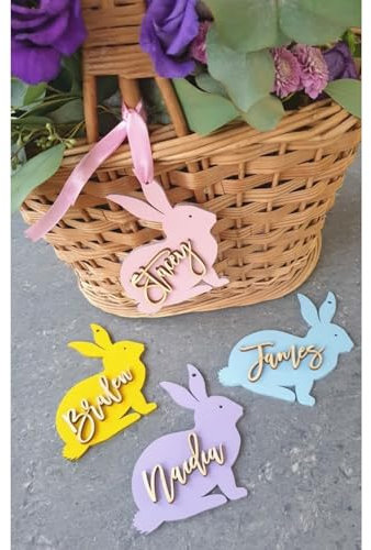 Osterkorbanhänger Häschen Osteranhänger Personalisierte Hasen Osterkorb Tags Personalisierte Namensschilder Osterdekoration Benutzerdefinierte Ostern Tischkarten Ostergeschenke (Obst Grün)