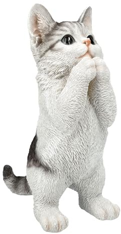 Figuren Shop GmbH Katzenfigur Kitten bettelt – Handbemalte Polyresin Dekofigur von HotAnt, 22,5 cm, wetterfest für Haus & Garten