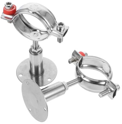 FELTECHELECTR 2pcs Adjustable Stainless Steel Pipe Clamp Bracket Wall Ceiling Mount Pipe Support Home Industrial Use