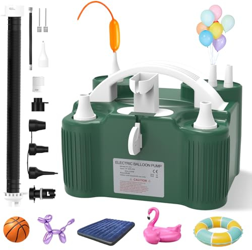 PlusFive 4-in-1 Electric Balloon Pump for All Balloons, Multi-Functional Air Pump with Dual Motor, Electric Pump for Quick Inflate & Deflate Latex/Foil/260q/Long Balloons& Balls& SwimmingPool & Airbed