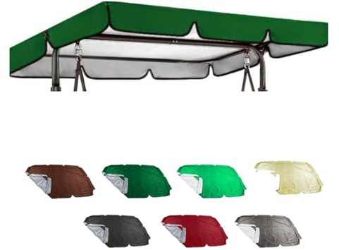ZIUSFAC Swing Canopy Replacement 3 Seater Porch Swing Top Cover Waterproof Patio Swing Canopy Replacement Top 56×47 98×73in Sun Shade Awning Cover For Yard Park(Dark green,142x120cm/56x47in)