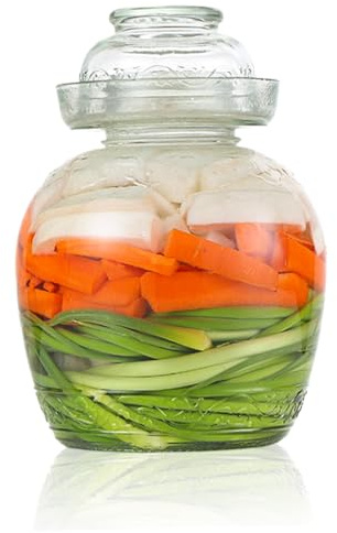 Contenitore sottaceto 2, 5 L JAR FERMENTAZIONE DI CONDO DEL CRAMINIO DI KIMCHI tradizionali con barattolo di vetro trasparente con tappo per ciotola con kit di fermentazione del coperchio per il decap