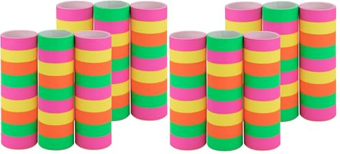 Idena 30553 - Neon Luftschlangen, 6 Rollen mit je 9 Abrissen, aus FSC-zertifiziertem Papier, als Party Deko oder zum Geburtstag (Neon, 12 Rollen)