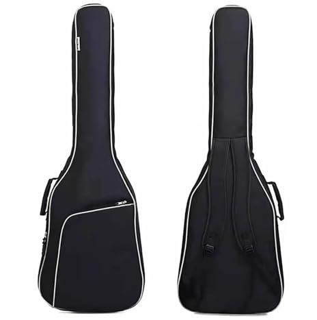 IKFGTJRE Gitarrväska enkel svart vit kant stil tjock gitarrväska 10 mm bomull dyna bas ryggsäck axelskydd bärväska valfritt, Basväska, En storlek, En stil