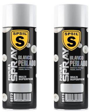 SPSIL Pintura Spray Secado Rápido Blanco Perlado(pack of 2) 400ml, Pintura Profesional Interior Exterior, Aplicación Fácil en Madera Plástico,DIY Decoración Muebles Automóviles
