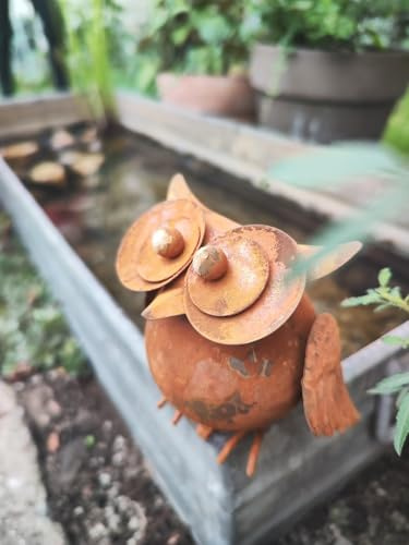 Generisch DekoBurg Eule Vogel Edelrost 3D Gartendeko Vintage Rustikal Topfstecker Rost Figur Statue Rostdeko rostige Dekoration Gartenstecker Beetstecker Shabby Chic Landhaus Farmhouse Uhu