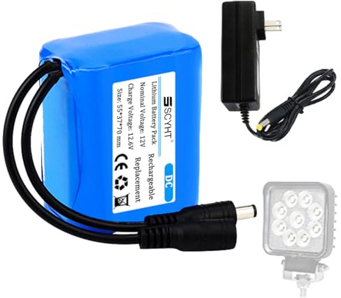 SSCYHT Batería de Litio 12 V 5000 mAh y 6800 mAh Batería Recargable 12 V Baterías luz Solar 3S2P Paquete baterías para energía Respaldo con Puerto CC para Motores 50 W a 85 W,12v5000mah