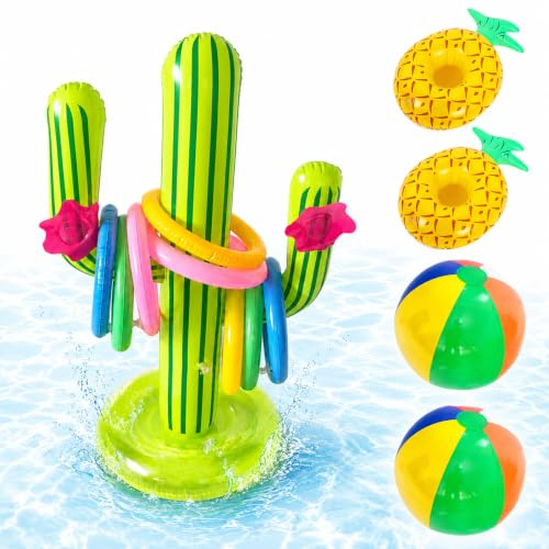 13 Stück Pool Spielzeug Aufblasbar Set, Lustiges Kaktus Wurfspiel, Poolparty Kindergeburtstag, Aufblasbarer Wasserball, Ideal für Wasserspielzeug Outdoor & Pool,Erwachsene Interaktiver Poolparty Deko