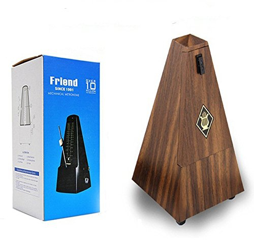 TAMUME Palisander Gefärbte Antiquität Mechanisches-Metronom Jahrgang Pyramid Stil Kunststoff Metronom 40-208 BPM Tempo Musik-Timer mit Bell und Kupfer-Mechanismus